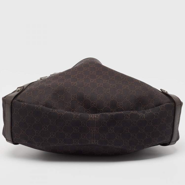 مملوكة مسبق�ًا Gucci Dark Brown GG Canvas and Leather Abbey Hobo