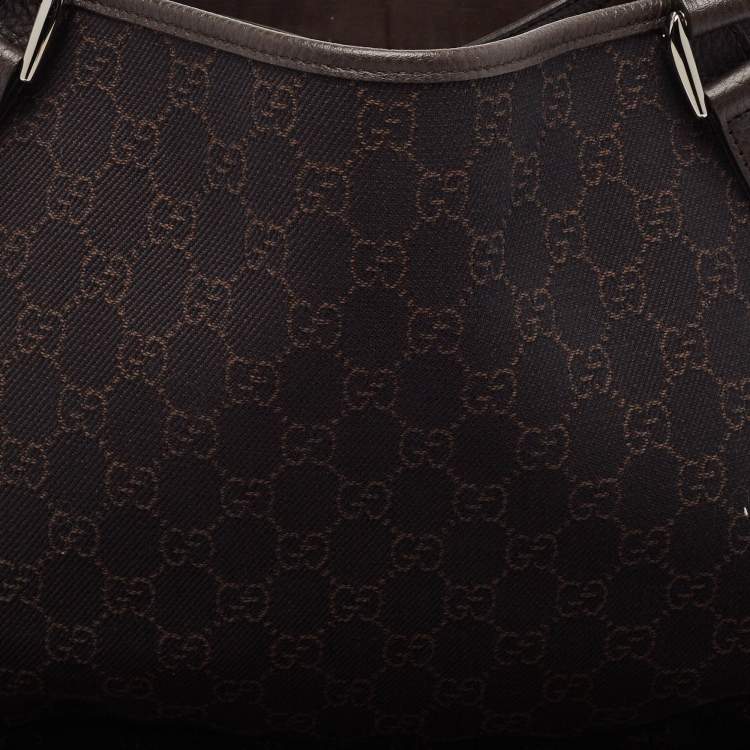 مملوكة مسبقًا Gucci Dark Brown GG Canvas and Leather Abbey Hobo