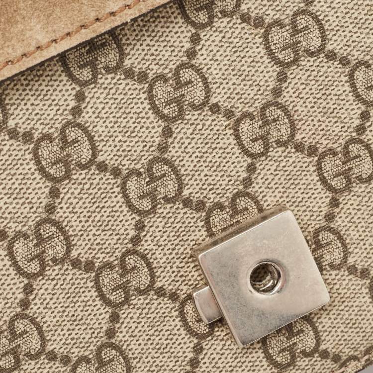 Pre Owned Gucci Beige GG Supreme Canvas and Suede Medium Dionysus Shoulder Bag