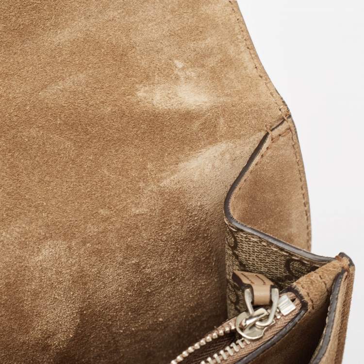 Pre Owned Gucci Beige GG Supreme Canvas and Suede Medium Dionysus Shoulder Bag