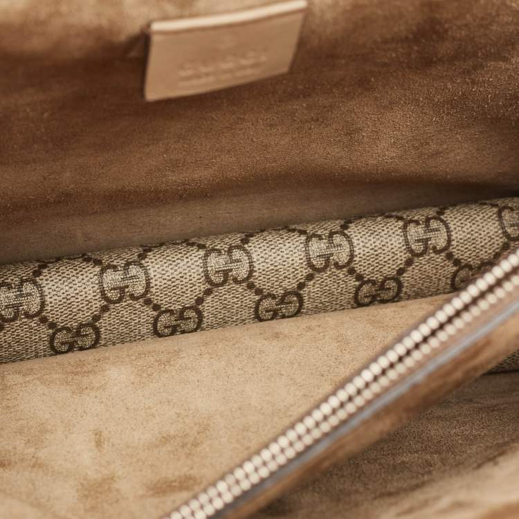 Pre Owned Gucci Beige GG Supreme Canvas and Suede Medium Dionysus Shoulder Bag