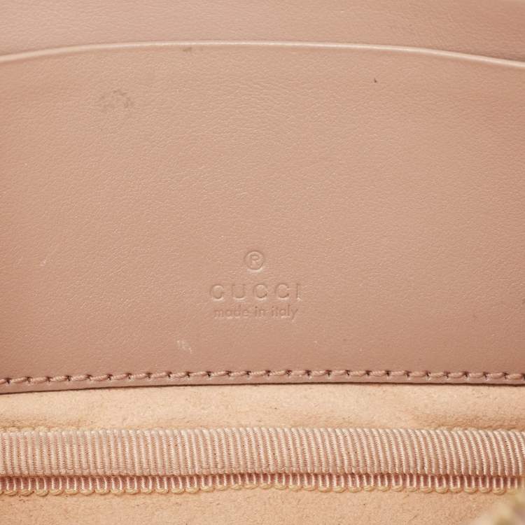 Pre Owned Gucci Old Rose Matelassé Leather Mini GG Marmont Camera Bag