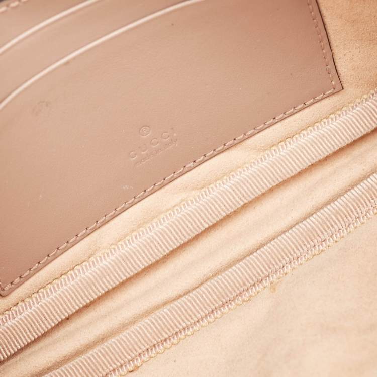 Pre Owned Gucci Old Rose Matelassé Leather Mini GG Marmont Camera Bag