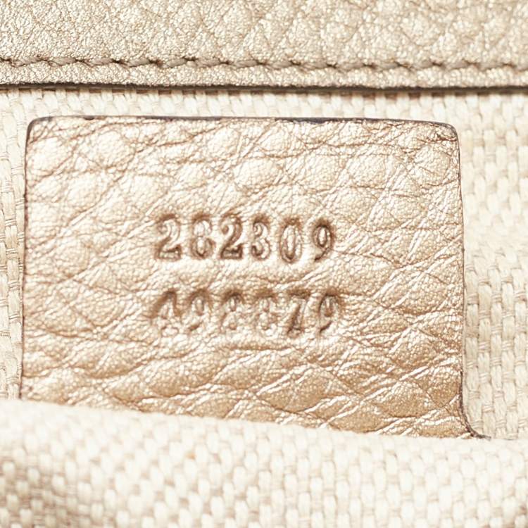 Pre Owned Gucci Gold Pebbled Leather Medium Soho Shoulder Bag