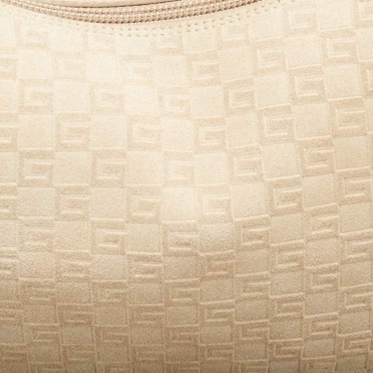 Pre Owned Gucci Beige GG Suede and Leather Hobo