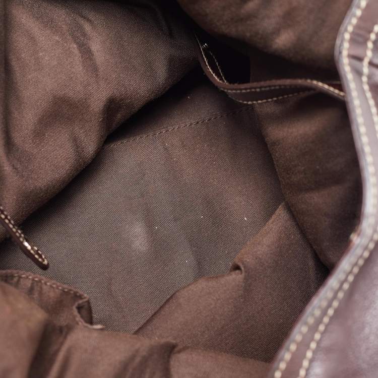 Pre Owned Gucci Brown Leather Large Britt Tote