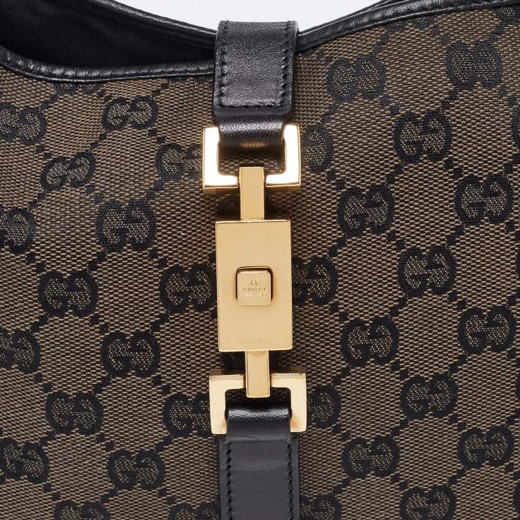 Pre Owned Gucci Black GG Canvas and Leather Jackie O Hobo
