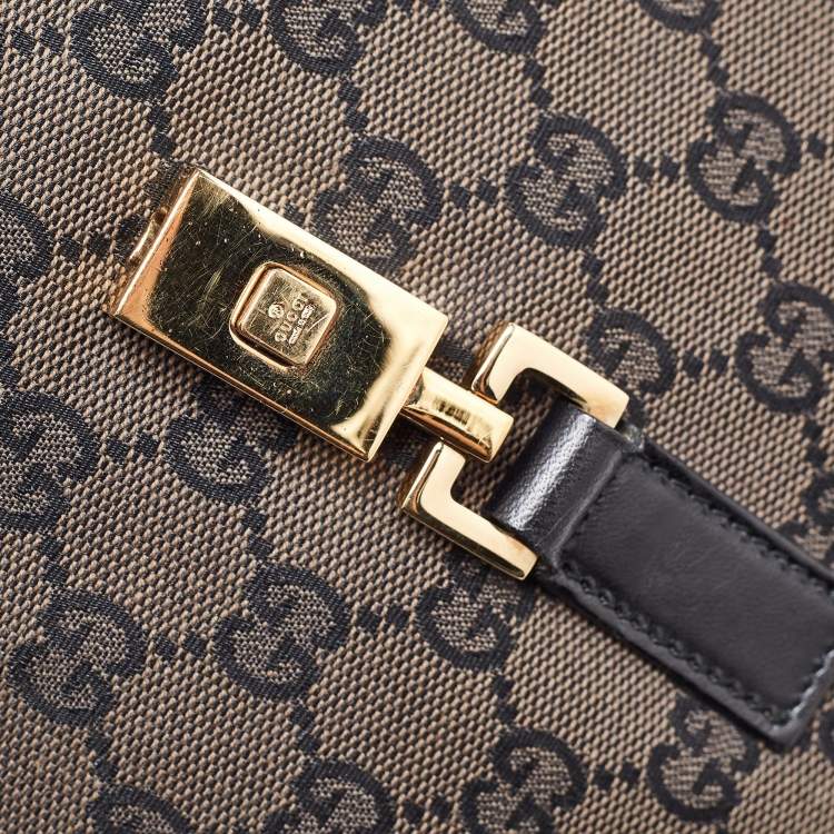 Pre Owned Gucci Black GG Canvas and Leather Jackie O Hobo