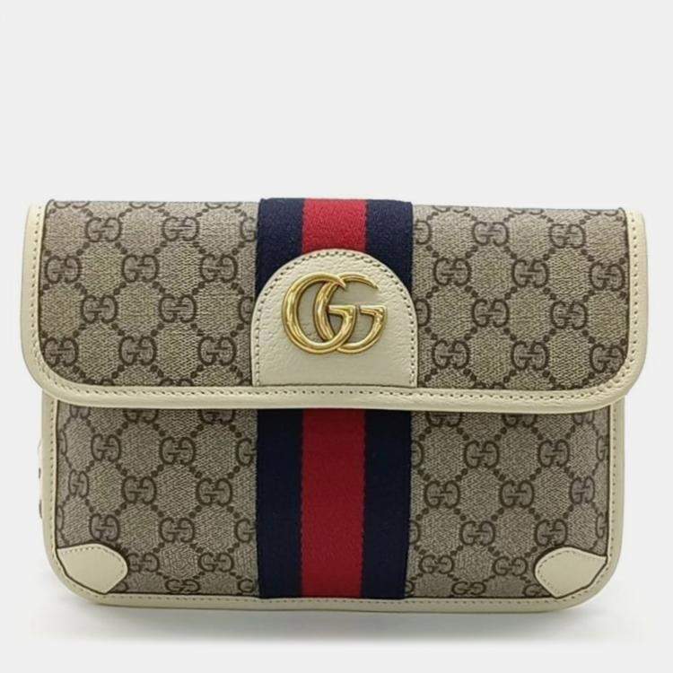 Gucci Brown Canvas Ophidia Belt bag TLC