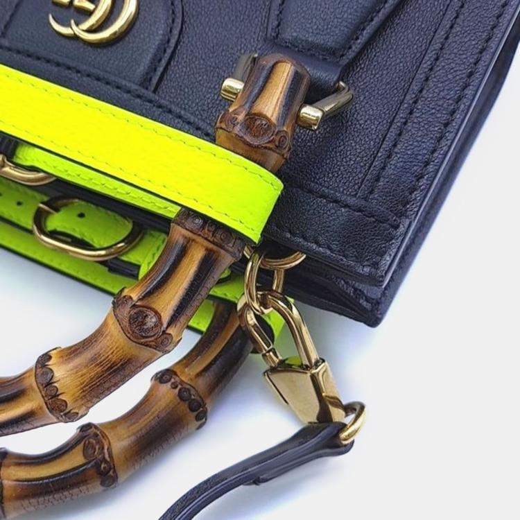 Pre Owned Gucci Black Leather Mini Diana Bamboo Top Handle Bag 
