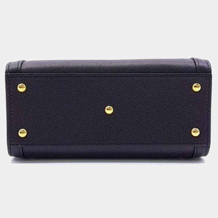 Pre Owned Gucci Black Leather Mini Diana Bamboo Top Handle Bag 