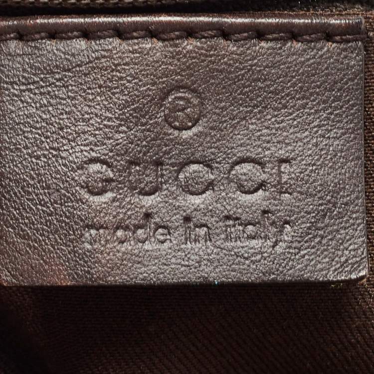 Pre Owned Gucci Beige/Black GG Canvas and Leather Abbey D-Ring Hobo