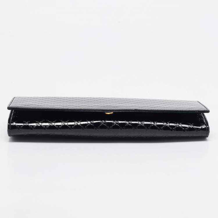 Pre Owned Gucci Black Microguccissima Patent Leather Small Broadway Clutch