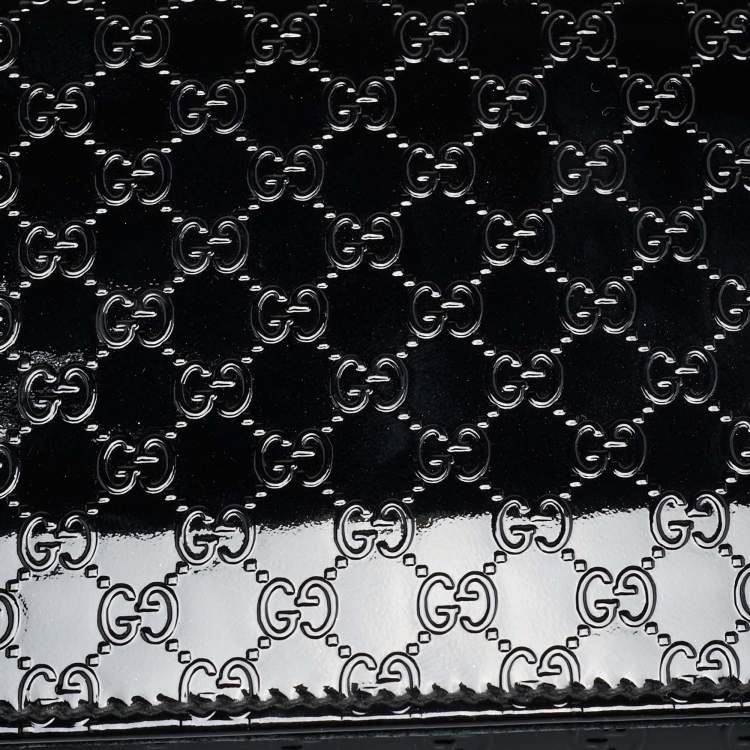 Pre Owned Gucci Black Microguccissima Patent Leather Small Broadway Clutch