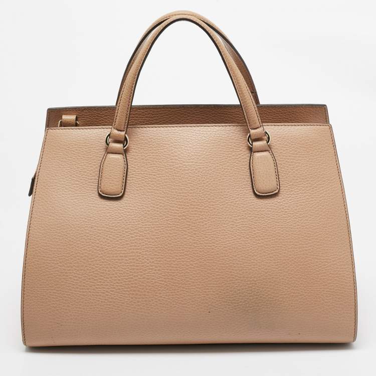Pre Owned Gucci Beige Leather Soho Disco Tote
