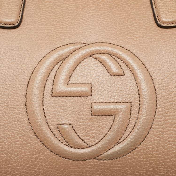 Pre Owned Gucci Beige Leather Soho Disco Tote