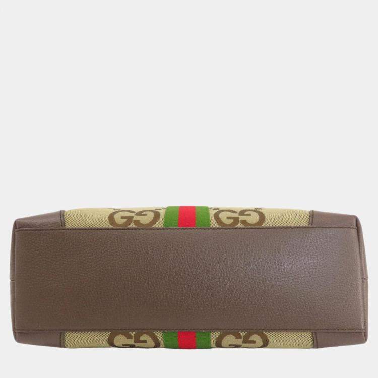 Pre Owned Gucci Beige/Brown Jumbo GG Canvas Ophidia Tote