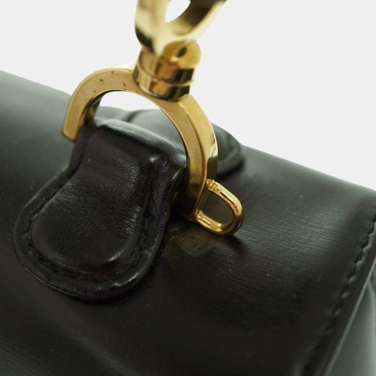 Pre Owned Gucci Black Leather Small Bamboo 1947 Handle Bag