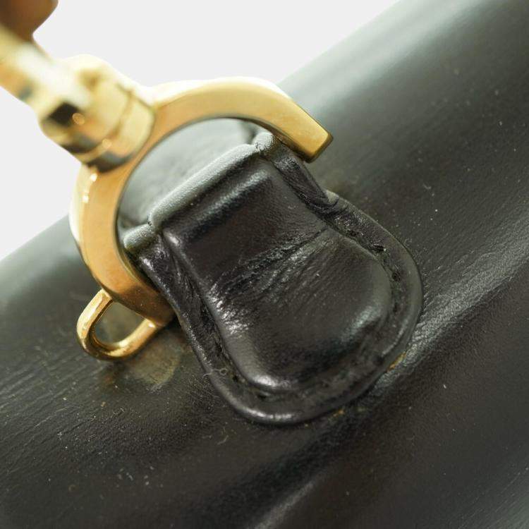 Pre Owned Gucci Black Leather Small Bamboo 1947 Handle Bag