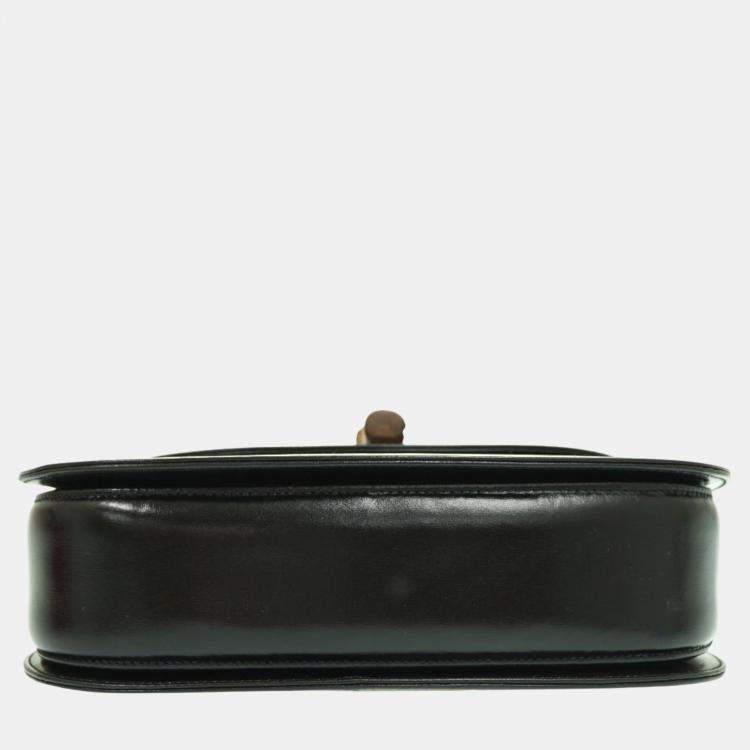 Pre Owned Gucci Black Leather Small Bamboo 1947 Handle Bag
