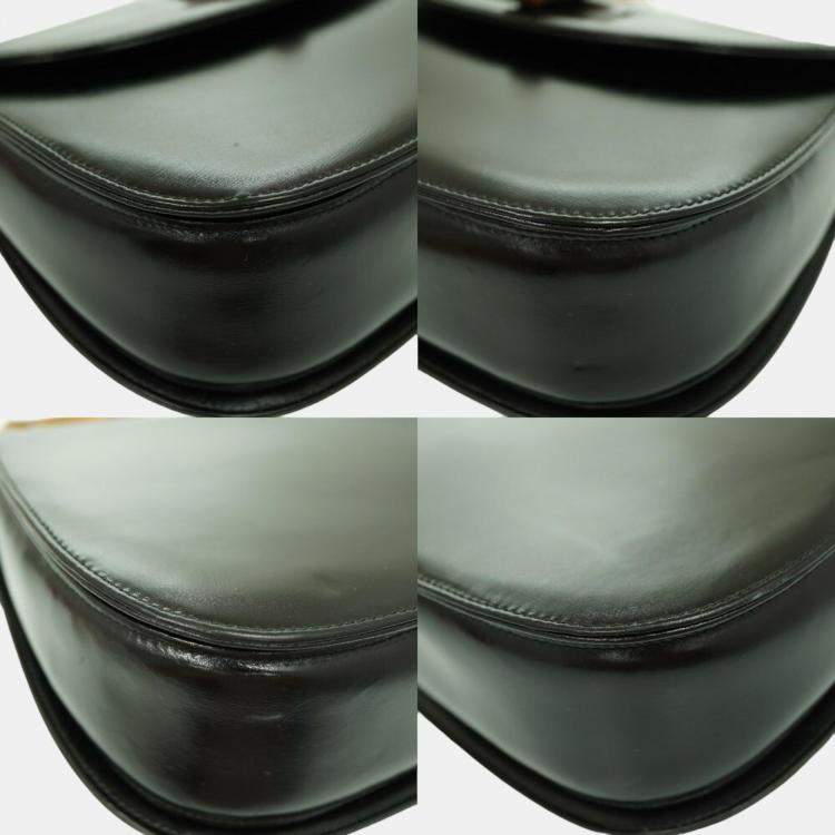 Pre Owned Gucci Black Leather Small Bamboo 1947 Handle Bag