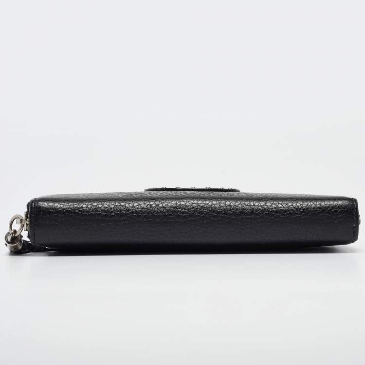 Pre Owned Gucci Black Leather Studded Soho Continental Wallet
