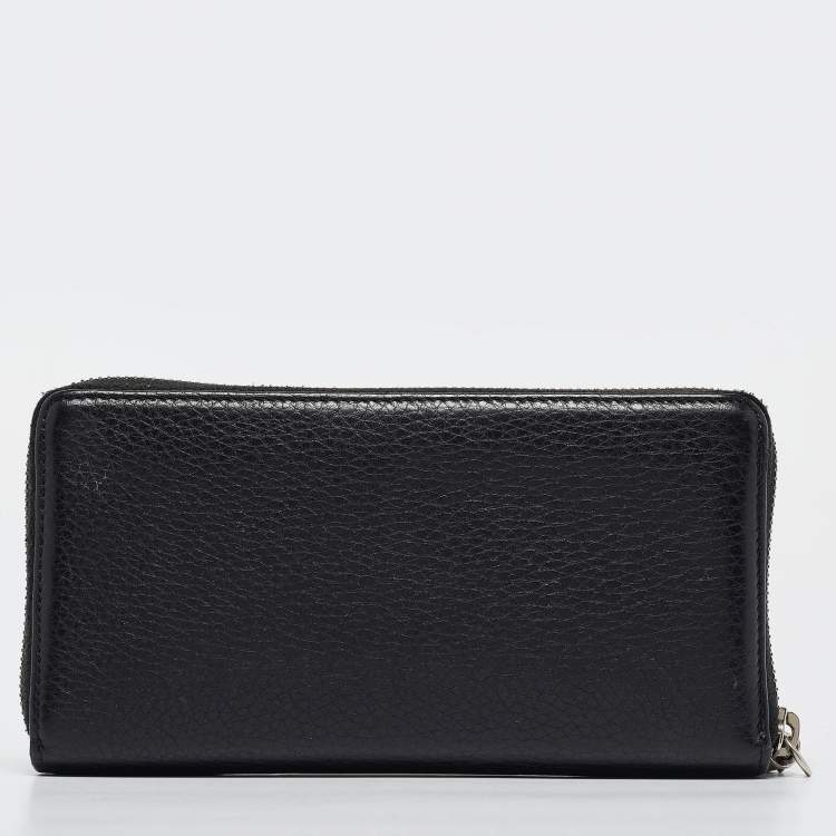 Pre Owned Gucci Black Leather Studded Soho Continental Wallet