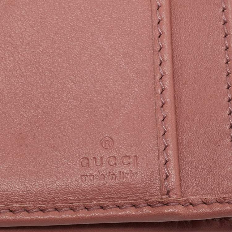 Pre Owned Gucci Pink/Beige GG Canvas and Leather Web Flap Continental Wallet