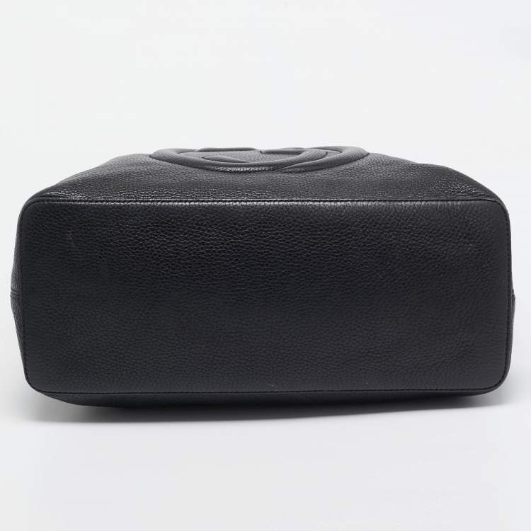 Pre Owned Gucci Black Leather Soho Zip Hobo