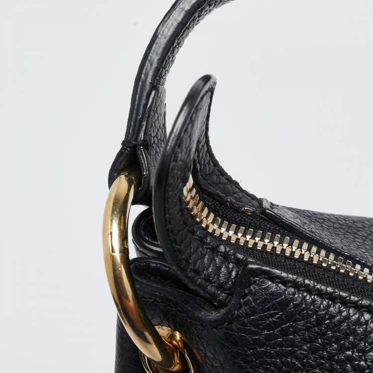 Pre Owned Gucci Black Leather Soho Zip Hobo