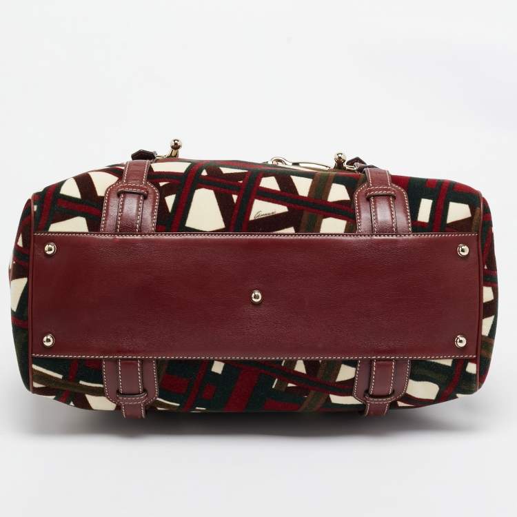 Pre Owned Gucci Multicolor Velvet and Leather Medium 85th Anniversary Boston Bag