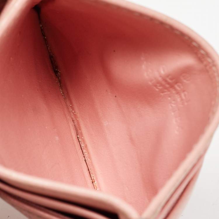 Pre Owned Gucci Pink Matelassé Leather GG Marmont Card Holder