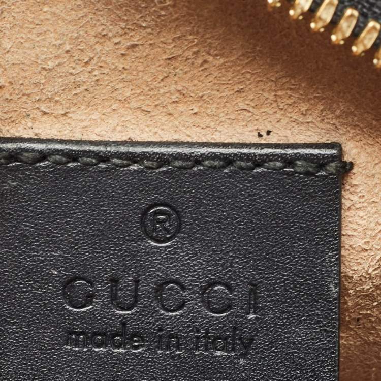 Pre Owned Gucci Black Leather and Suede Mini Web Ophidia Round Shoulder Bag