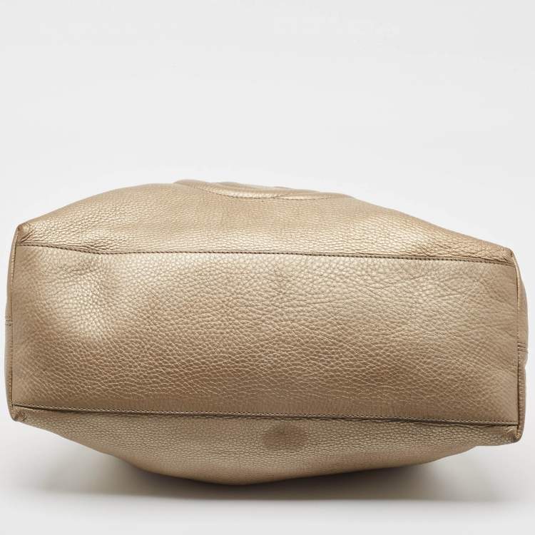 Pre Owned Gucci Light Gold Leather Medium Soho Chain Tote