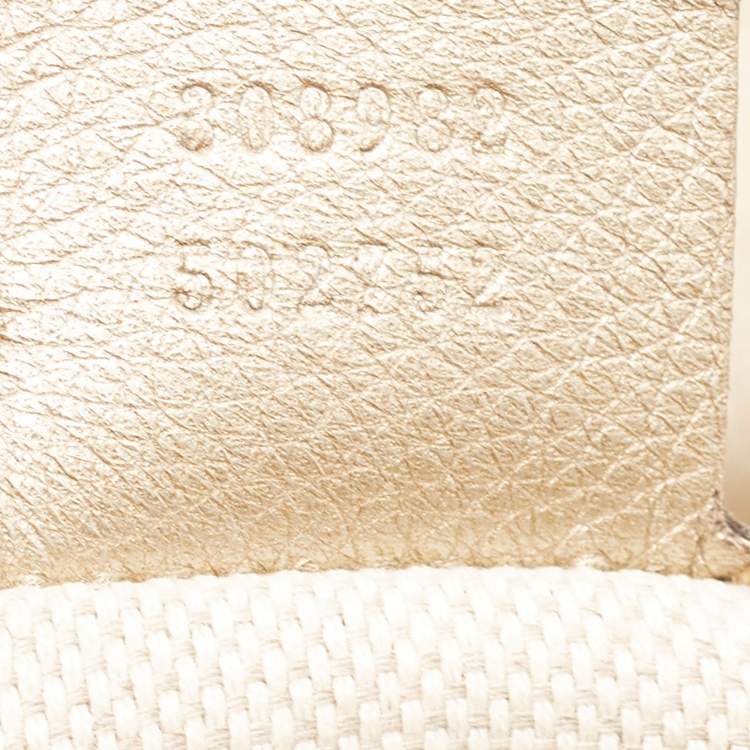 Pre Owned Gucci Light Gold Leather Medium Soho Chain Tote