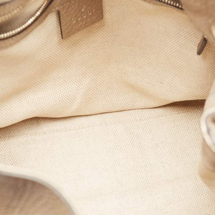 Pre Owned Gucci Light Gold Leather Medium Soho Chain Tote