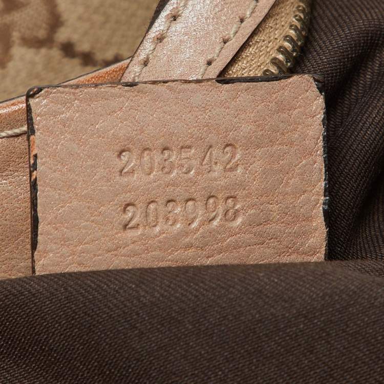 Pre Owned Gucci Beige/Brown GG Canvas and Leather Large Jockey Hobo