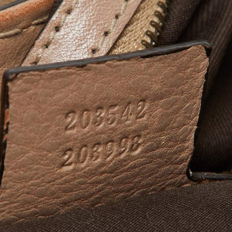 Pre Owned Gucci Beige/Brown GG Canvas and Leather Large Jockey Hobo