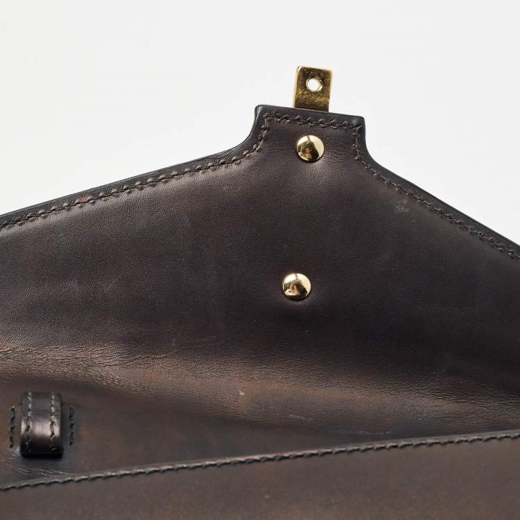 Pre Owned Gucci Black Leather Mini Web Chain Sylvie Top Handle Bag