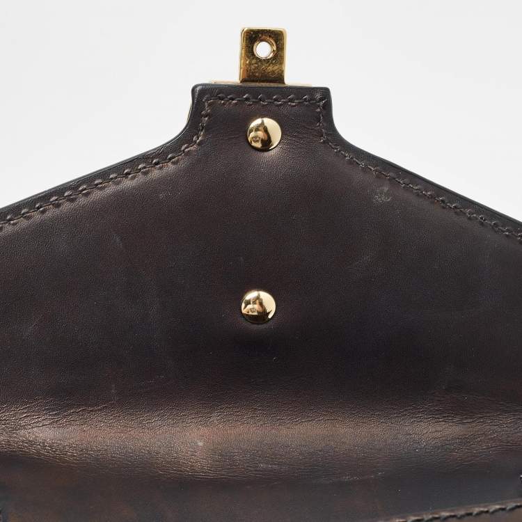 Pre Owned Gucci Black Leather Mini Web Chain Sylvie Top Handle Bag