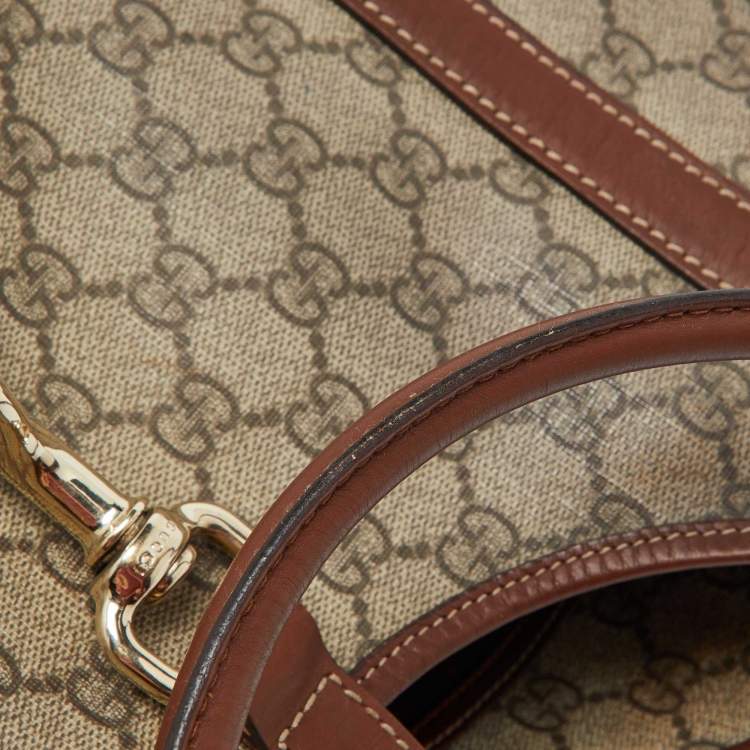 مملوكة مسبقًا Gucci Beige/Brown GG Supreme Canvas and Leather Jackie O Hobo