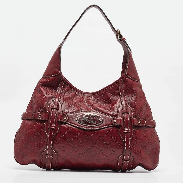 Pre Owned Gucci Red Guccissima Leather 85th Anniversary Bridal Bit Hobo
