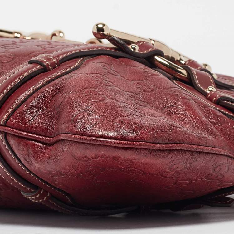 Pre Owned Gucci Red Guccissima Leather 85th Anniversary Bridal Bit Hobo