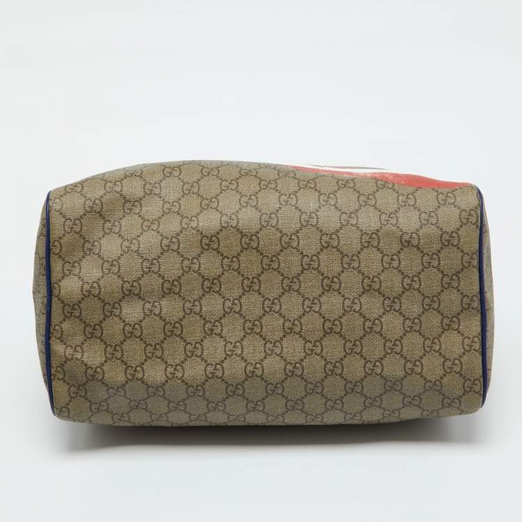 Pre Owned Gucci Multicolor GG Supreme Canvas and Leather Medium US Flag Joy Boston Bag