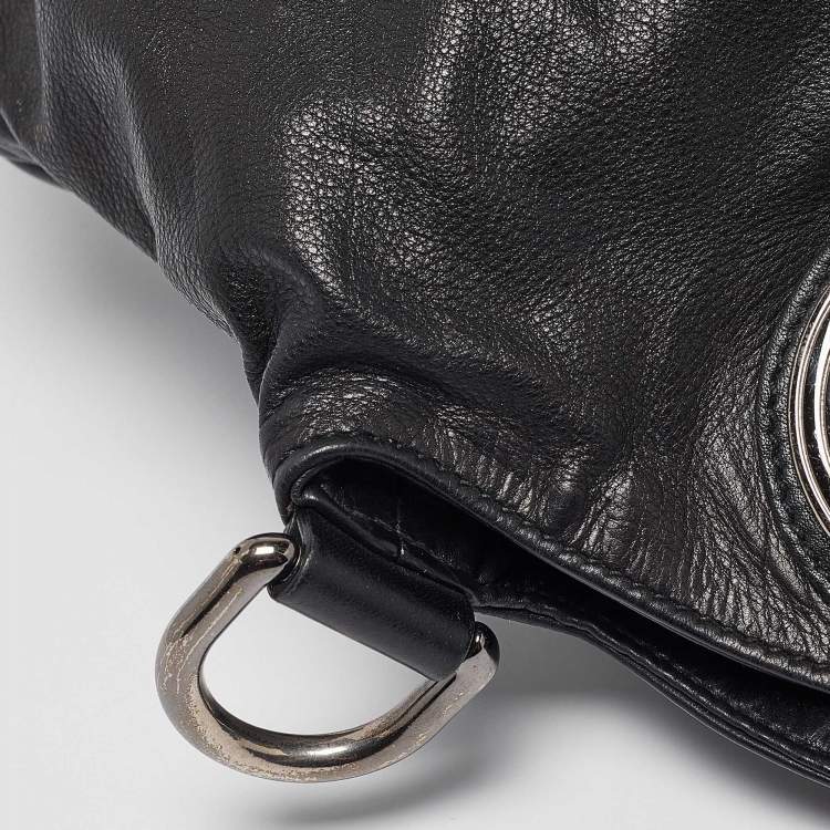 Pre Owned Gucci Black Leather Large Hysteria Hobo