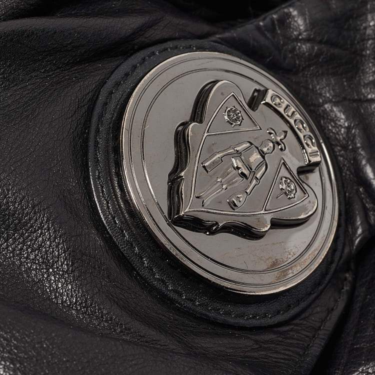 Pre Owned Gucci Black Leather Large Hysteria Hobo