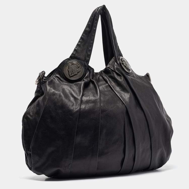 Pre Owned Gucci Black Leather Large Hysteria Hobo