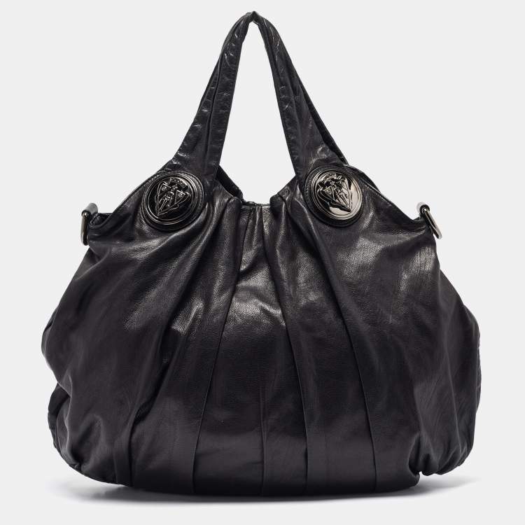 Pre Owned Gucci Black Leather Large Hysteria Hobo