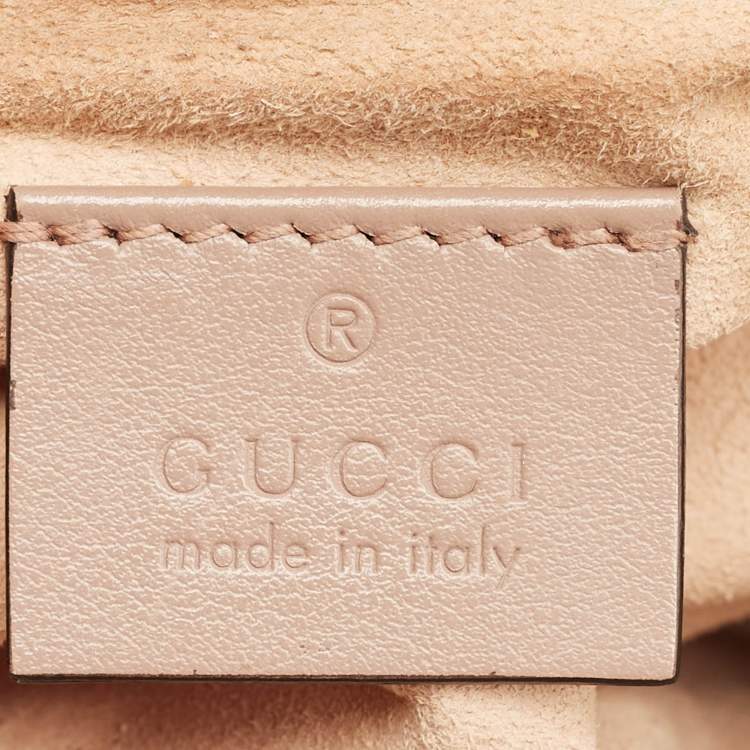 Pre Owned Gucci Beige Matelasse Leather Mini GG Marmont Top Handle Bag