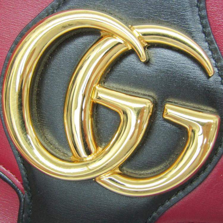Pre Owned Gucci Red/Black Leather Small Arli Crossbody Bag